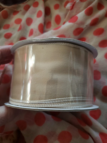 10 YD Roll, 2.5" Velvet Ribbon, Linen color - Picture 1 of 1