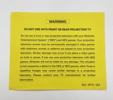 Nintendo NES Projection TV Yellow Warning Insert NES-RPTV-USA GUC NO TRACKING