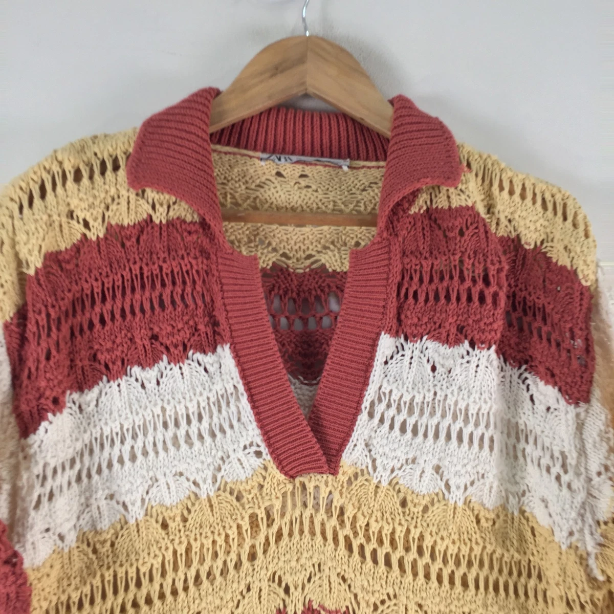 Zara womens knit sweater jumper size S/M multicolour striped oversized 116822