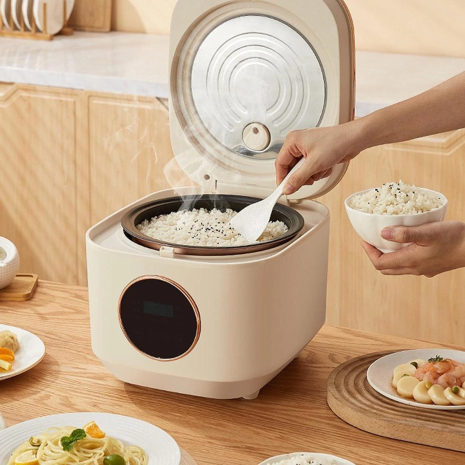 Rice Cooker Slow Cooker 2L Nonstick Inner Pot Multipurpose 12H Timer Rice
