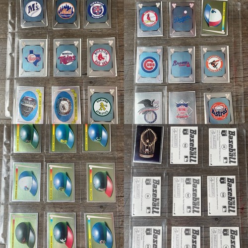 1990 Panini Baseball MLB Foul Stickers Lot (28) Team Helmets Rings Logos Trophy - Picture 1 of 5