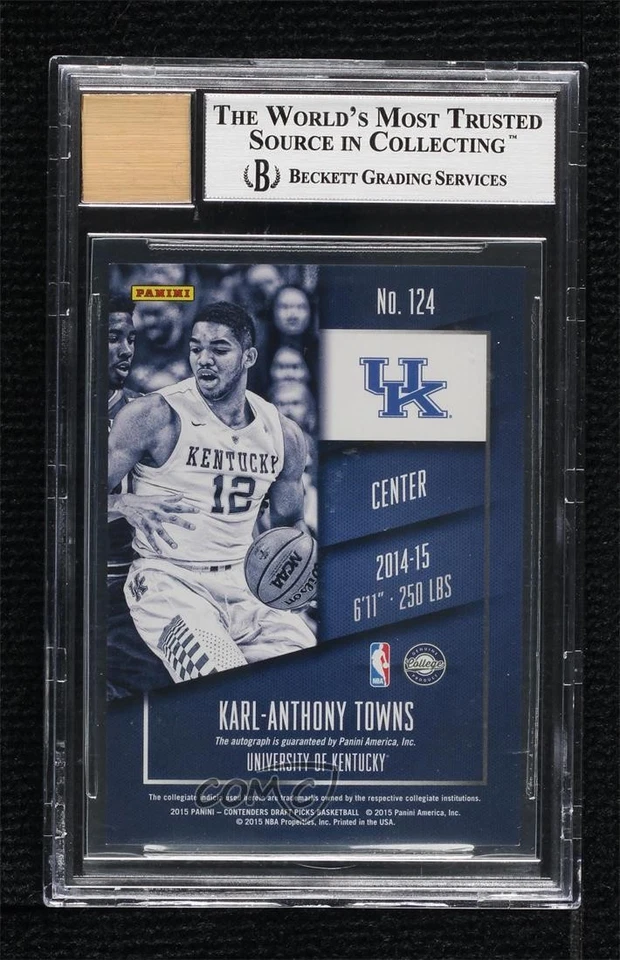 2015 Contenders Draft Picks Ticket /99 Karl-Anthony Towns BGS 9 Rookie Auto RC - Image 2 of 2