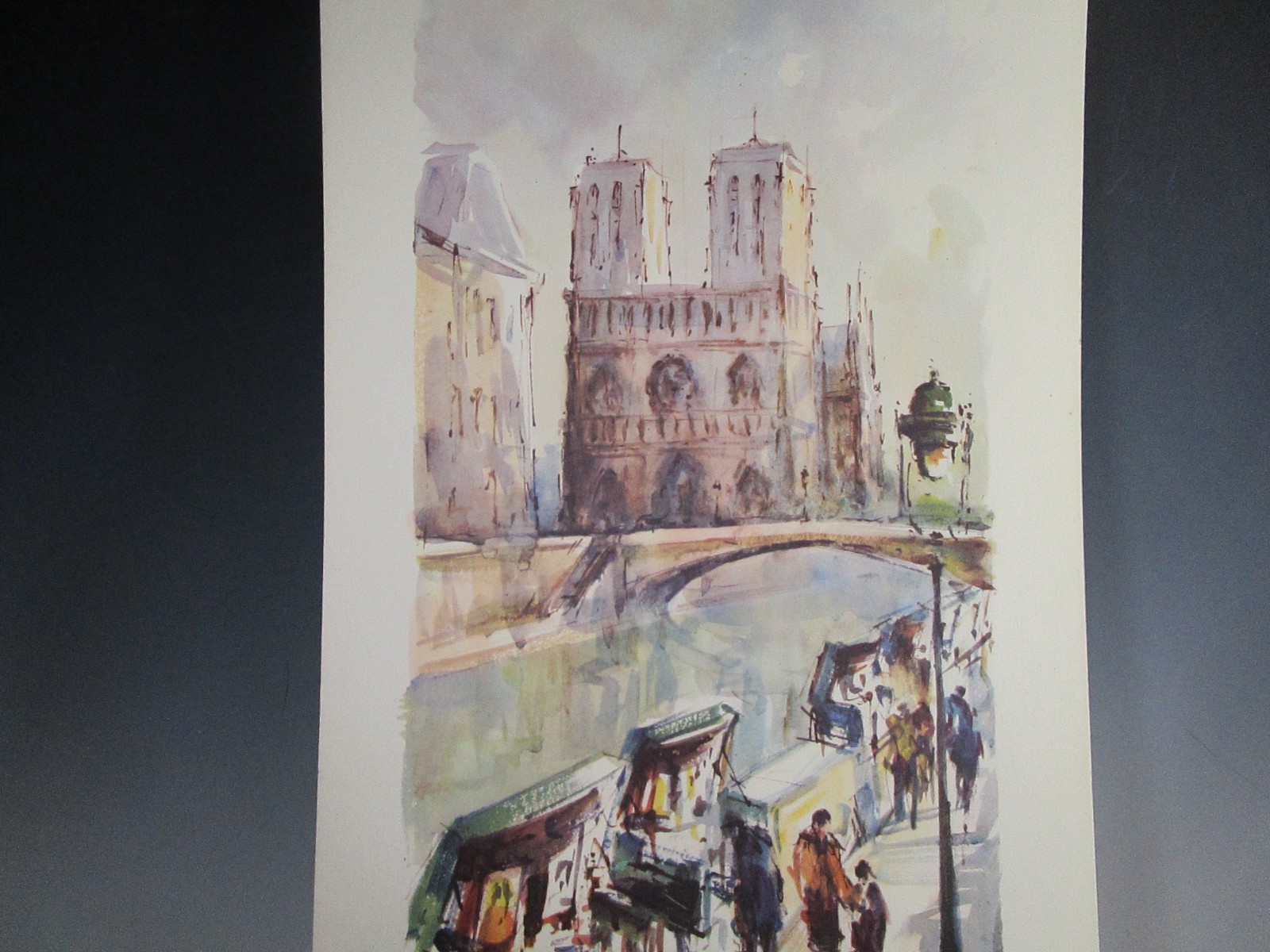 Paris Street Lucien Delarue Signed Lithograph Print Notre Dame & L'Arc 506 & 507