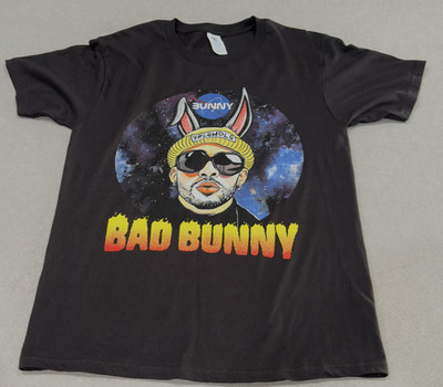 Bad Bunny Shirt Mens Medium Black World's Hottest Tour 2022 Concert Super Bowl