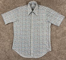 Vintage Kmart Shirt Mens Large L Button Up Perma Press Butterfly Nature 60s 70s