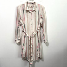 Skies Are Blue Shirt Dress S Long Sleeve Stripe Rayon Lined Summer Party NEW