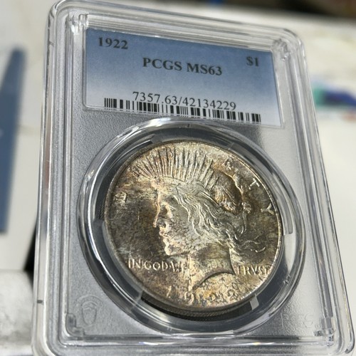 1922 P PCGS MS63 Gorgeous Toned Colorful Peace Silver Dollar