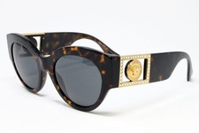 Versace VE4438B-10887 Dark Havana 52mm Plastic Round Medusa Women's Sunglasses