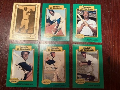 Lot of Six Baseball All Time Greats Cards Robinson, Aaron, Clemente, Mays, Banks