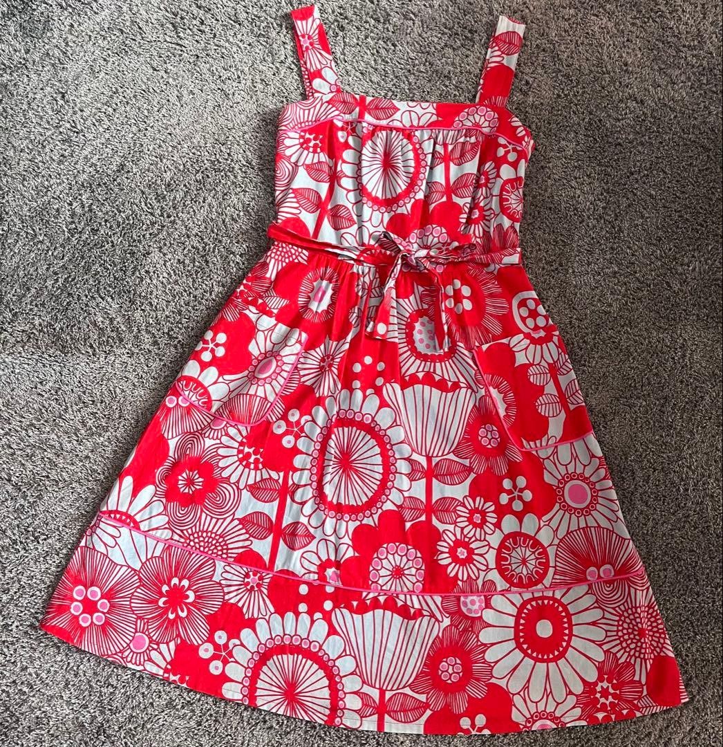 Marimekko Ahkeraliisa Dress Floral Pattern One Piece Size 34 Good Condition