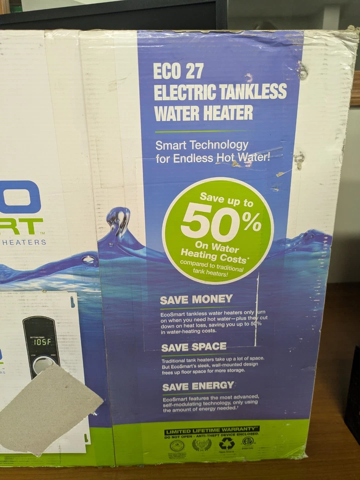 Calentador de agua eléctrico sin tanque EcoSmart ECO 27, 27 KW a 240 voltios, 112,5 amperios Foto 2 de 4