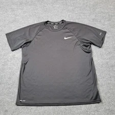 Nike Swim Shirt Mens XL Black DriFit UPF 40+ Rash Guard Short Sleeve Sun UV Top