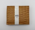 Tan RFID Blocking Bifold Wallet Croc Effect Slim Card Holder New