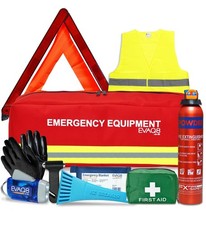 EVAQ8 Car Emergency & Breakdown Safety Kit with Fire Extinguisher Roadside Car