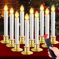 10 Pack Christmas Window Candles Lights Flameless Candle 8.5 inches, White