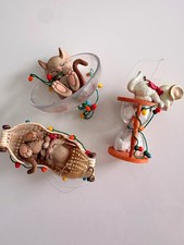 Vintage Enesco Treasury Christmas Ornaments Bundle Sleeping Mice Lights 1980s