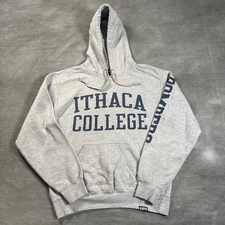 Vintage Gear For Sports Ithaca College Bombers Logo Hoodie Size SMALL Gray