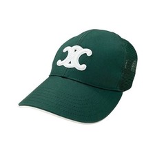 Celine CELINE Cap Hat Green White Gold Triomphe Mesh Cap Baseball Cap Cotton