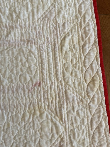 Vintage Red & White Hand Stitched Quilt 56”x56” Irish Chain Style Lap Throw - Picture 16 of 16