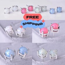 Beautiful Classic Opal Studs Earrings Eight Claws Inlaid Gemstone Gift for Women
