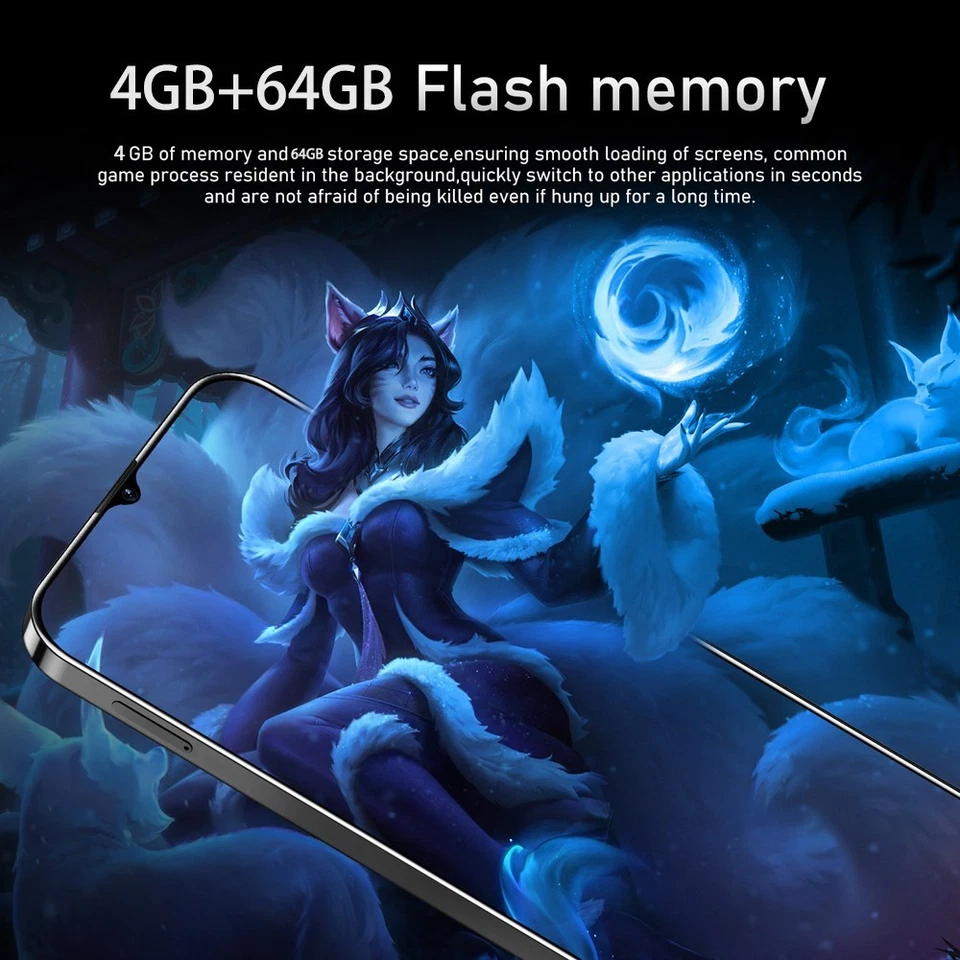 Teléfono inteligente 4G desbloqueado de fábrica doble SIM Android 13 teléfono celular 4 GB RAM 64 GB ROM Foto 4 de 4