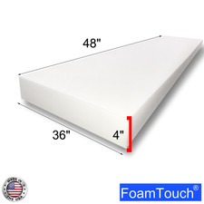 FoamTouch Upholstery Foam Cushion High Density 4" x 36" x 48" Custom Cut