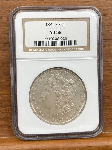 1881-S Rare Morgan Silver Dollar,  NGC AU-58, Almost Uncirculated