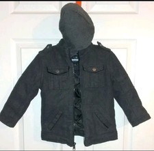 Urban Republic Youth Jacket Boys' Charcoal Hooded Zip Front Pockets 3T