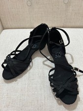 Black Latin Ballroom Shoes, Women's size US 6, ankle strap sandals, never worn