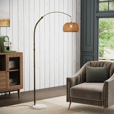 Tall Arched Floor Lamp Domed Bamboo Weaving Lampshade Living Room Bedroom Decor