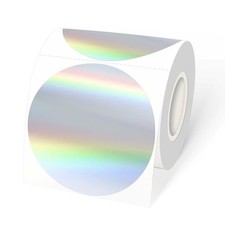 3" Holographic Direct Thermal Label Stickers, Round Printable Rainbow Glitter...