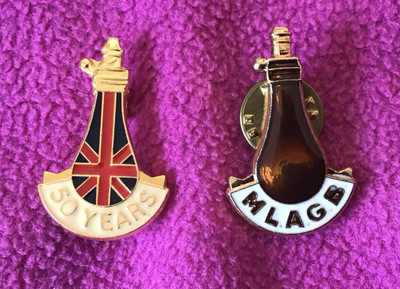 Vorderladervereinigung Großbritanniens Emaille Abzeichen - Mitgliedschaft und 50.