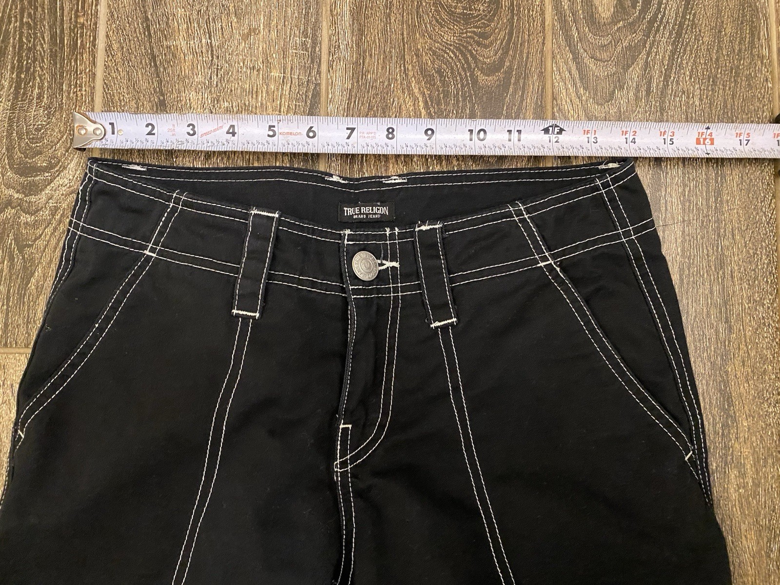 True Religion Womens Black Military SN Cargo Pants Size 25 Contrast Stitch thumbnail 2