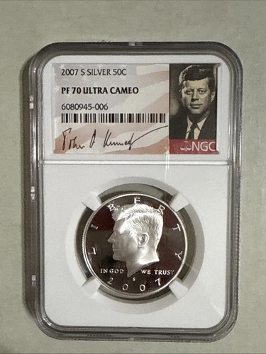 2007-S SILVER 50C NGC PF70UCAMEO Signed Kennedy Half Dollar