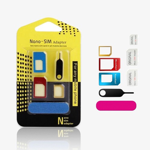 8 IN 1 Nano SIM Card to MICRO Standard SIM Adapter converter SET iPhone, Samsung - 第 1/18 張圖片