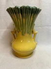 **RARE COLOR** VTG McCoy Pottery Rippleware Yellow & Green Drip Vase