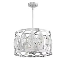 NEW Home Decorators Collection Westchester 4-Light Polished Chrome Round Drum Pe