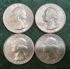 Lot of Four (4) 1964 Washington Quarters, BU Condition, 90% Silver