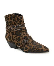 Kenneth Cole New York Leopard Cheyenne Studded Ankle Booties 7M NIB