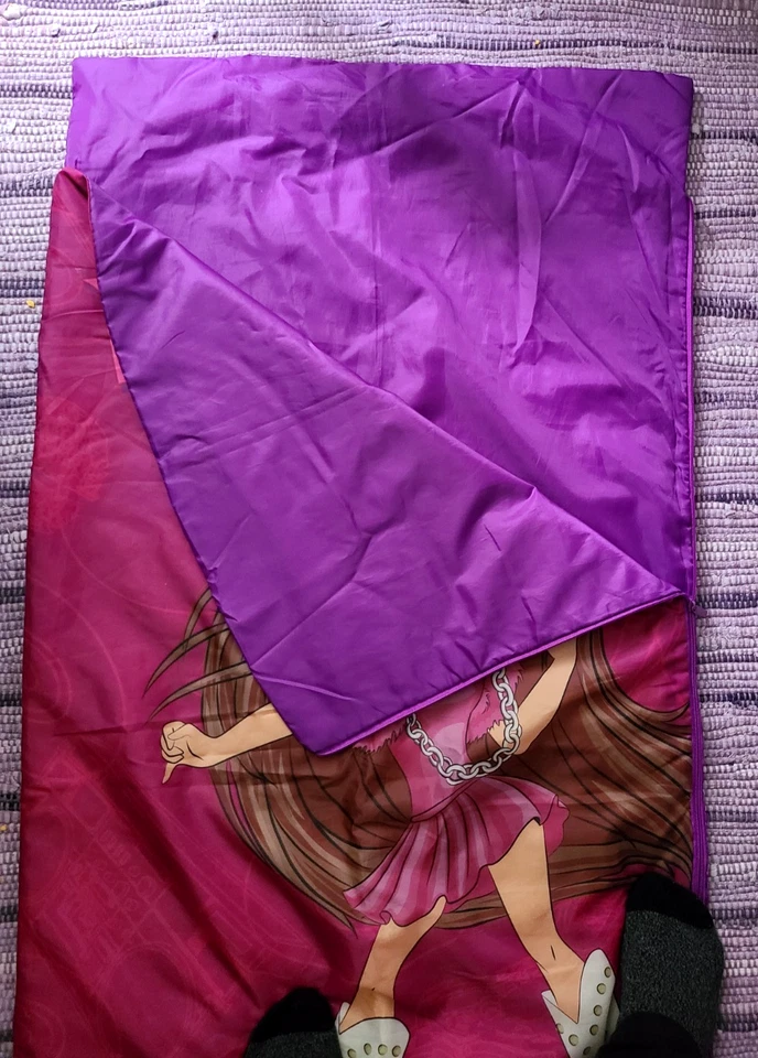 Muñeca Bratz de colección niñas rosa púrpura saco de dormir cremallera lateral campamento de pijamas Foto 4 de 4