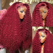 Burgundy 99j Deep Wave Colored Curly Wigs 13x4 Hd Lace Frontal Human Hair Wigs