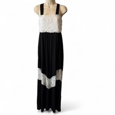 Funfash Black & White Lace Maxi Dress, Women's Size L