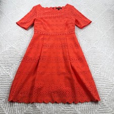Banana Republic Dress 4 Orange Scalloped Laser Cut Fit Flare Office Work Party