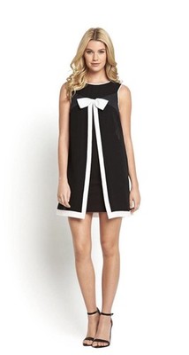 TED BAKER Josa Black White bow Mini Dress Size  2 / US 6 (Small)