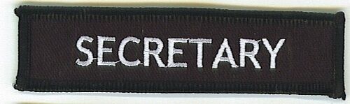 SECRETARY MOTORCYCLE CLUB RANK EMBROIDERED IRON ON BIKER PATCH - Picture 1 of 1