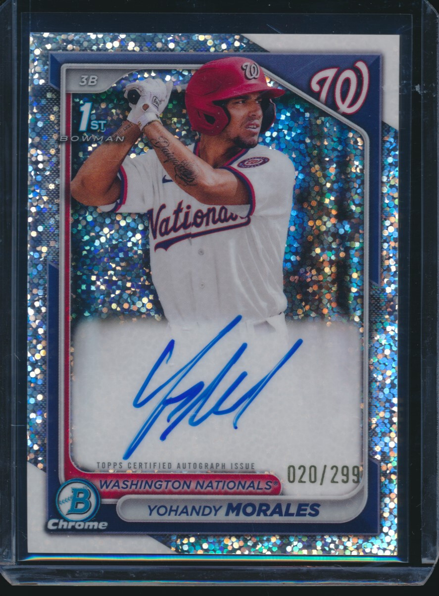 YOHANDY MORALES AUTO 1st 2024 Bowman Chrome SPECKLE REFRACTOR/299 NATIONALS RC