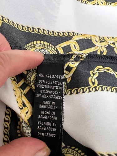 NWT 4X 4XL Men Short Sleeve Shirt White Black Golden Chain Baroque Gold NEW - Picture 6 of 6