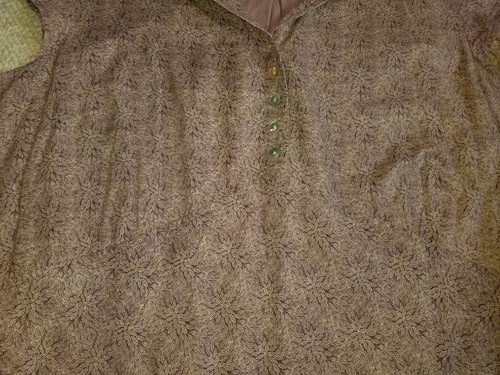 Womens Dress-SUNDANCE-beige/purple floral cotton empire waist midi Prairie-14 - Picture 4 of 6