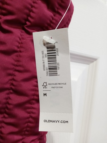 Old Navy Vest Womens Medium Maroon Puffer Coat Full Zip Pockets Ladies NWT - Picture 6 of 8