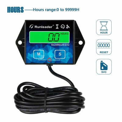 Gauge Digitale vibratie, uurteller, draadloos, lcd-display, waterdicht, voor vibrerende machine, motorfiets, ATV, boot, marine default zwart